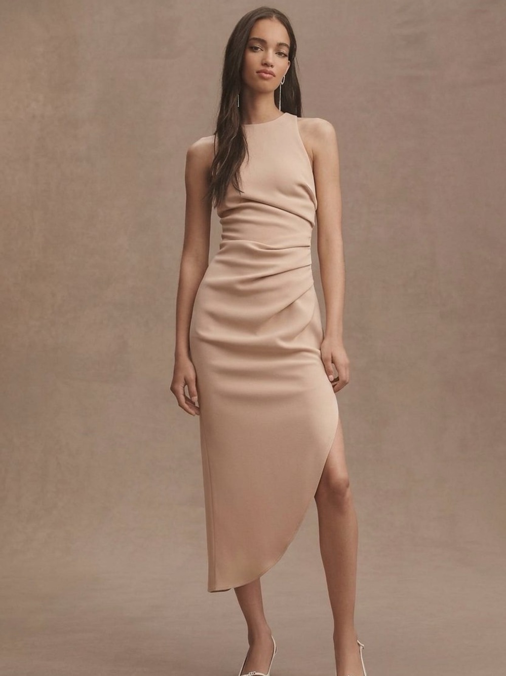 MISHA Collection Ida Dress Asymmetric High-Low Gathered Waist